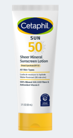 Cetaphil Sheer Mineral Broad Spectrum Sunscreen SPF 50 Face Liquid 85ml Tube